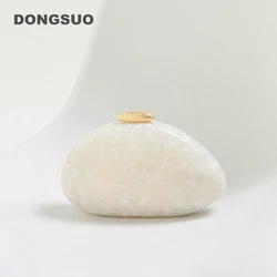 Egg shape Clutch Bag Acrylic purse women wedding evening party cute ivory pearl box purse handbag summer new 2025