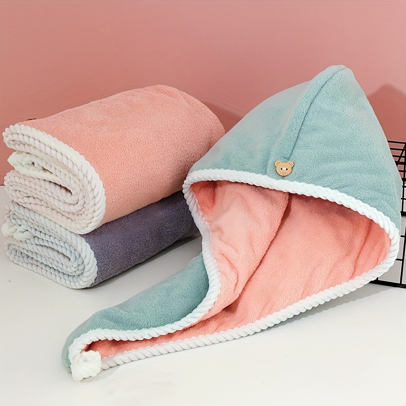  Ultra-Absorbent Microfiber Hair Towel - Double-Layered, Quick-Dry Design - Ideal for Shower, Gym & Spa Use 