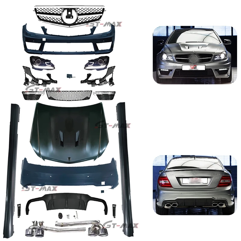 

63 amg style body kit for Mercedes Benz C260 class W204 front bumper rear bumper for Mercedes Benz C class W204 facelift 1 - 2 s