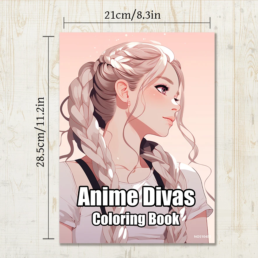 Anime Divas Adult Coloring Book - 8.3x 11.2 Inch 22 Page Coloring Book - Helps Reduce Stress and Ease Emotions