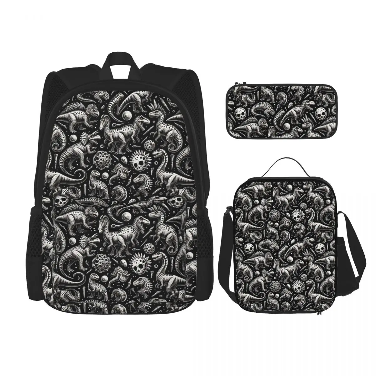 

Dinosaur Fossils Eggs Bones Backpacks Boys Girls Bookbag Students School Bags Kids Rucksack Lunch Bag Pen Bag Three-Piece Set