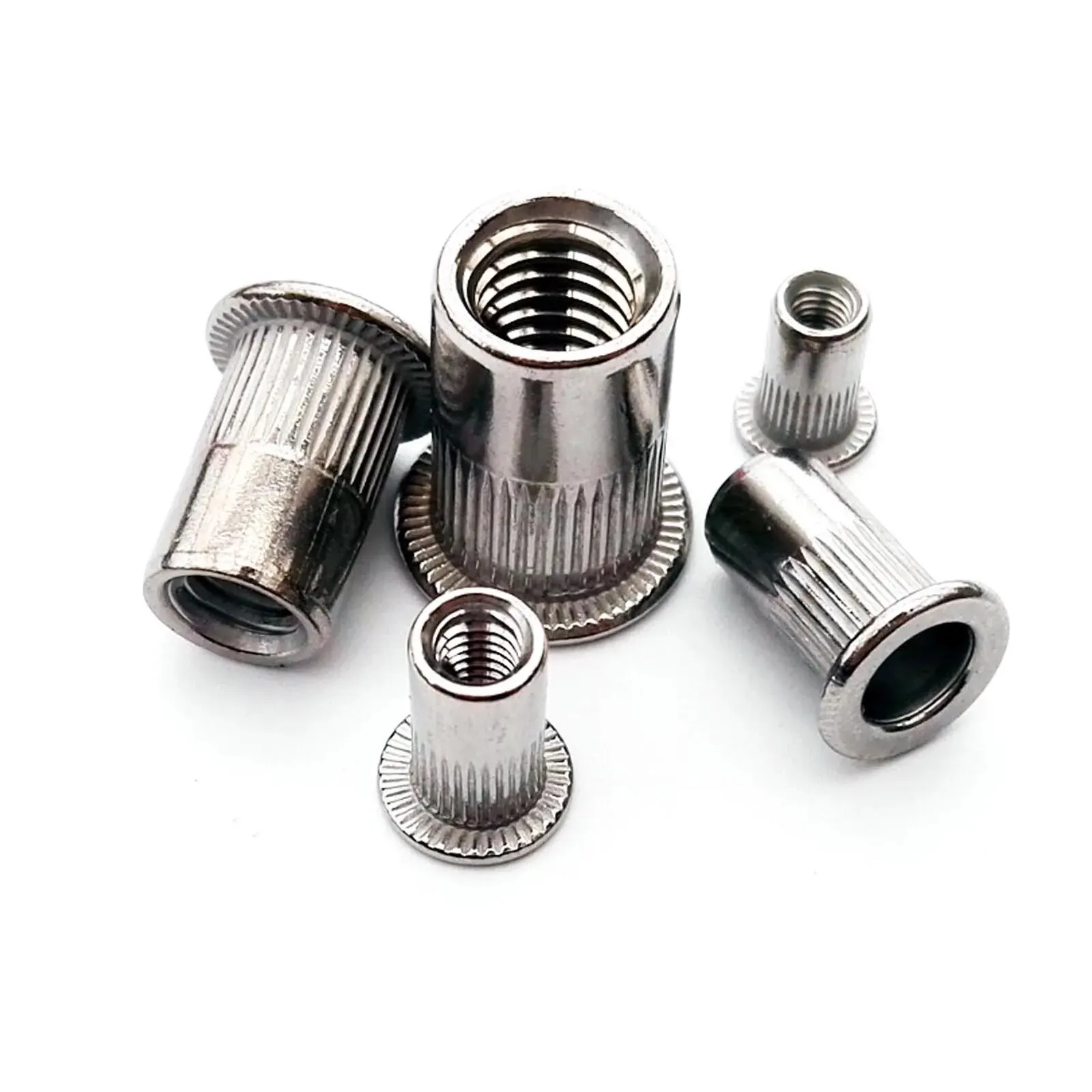 10-100pcs M3 M4 M5 M6 M8 M10 M12 304 A2-70 Stainless Steel Flat Head Rivet Nut Bind Insert Rivnut Nutsert