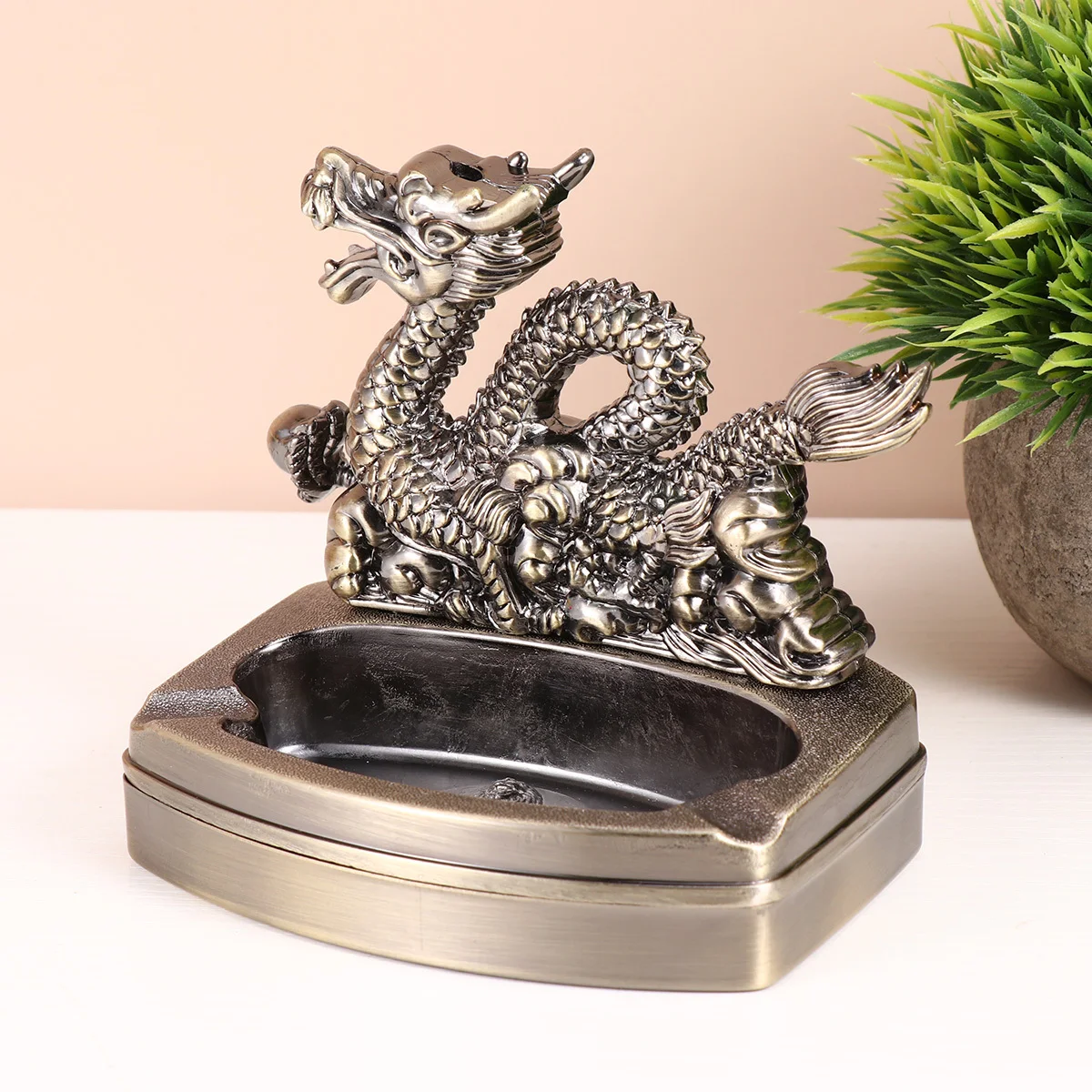 

Metal Ashtray Ornaments Desktop Decoration Cigarette Butt Holder Jar Vintage Household Home