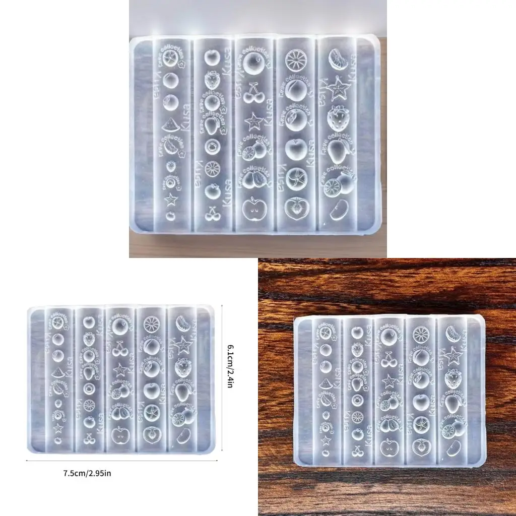 

Elastic Silicone Nails Mold Featuring 8 Fruit Patterns For Easy Release And Reusable Nails Art Embossing Tool