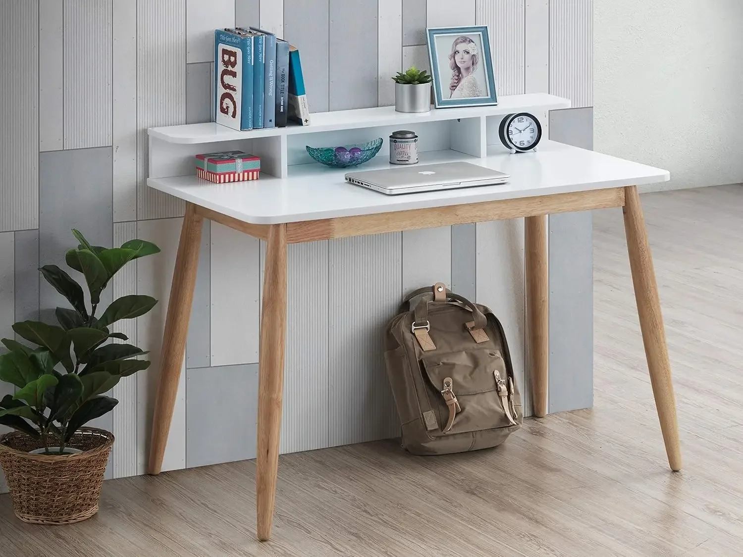 Storage Wood Office Desk, White