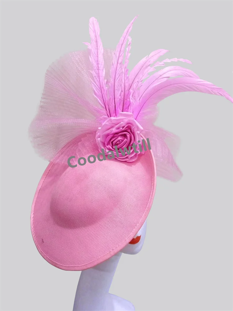 Królewski Ascot fascynator nakrycie głowy dla kobiet z okazji ślubu czapka Chapeau na przyjęcie czapka herbaciana fascynata opaska z piórami Derby Millinery