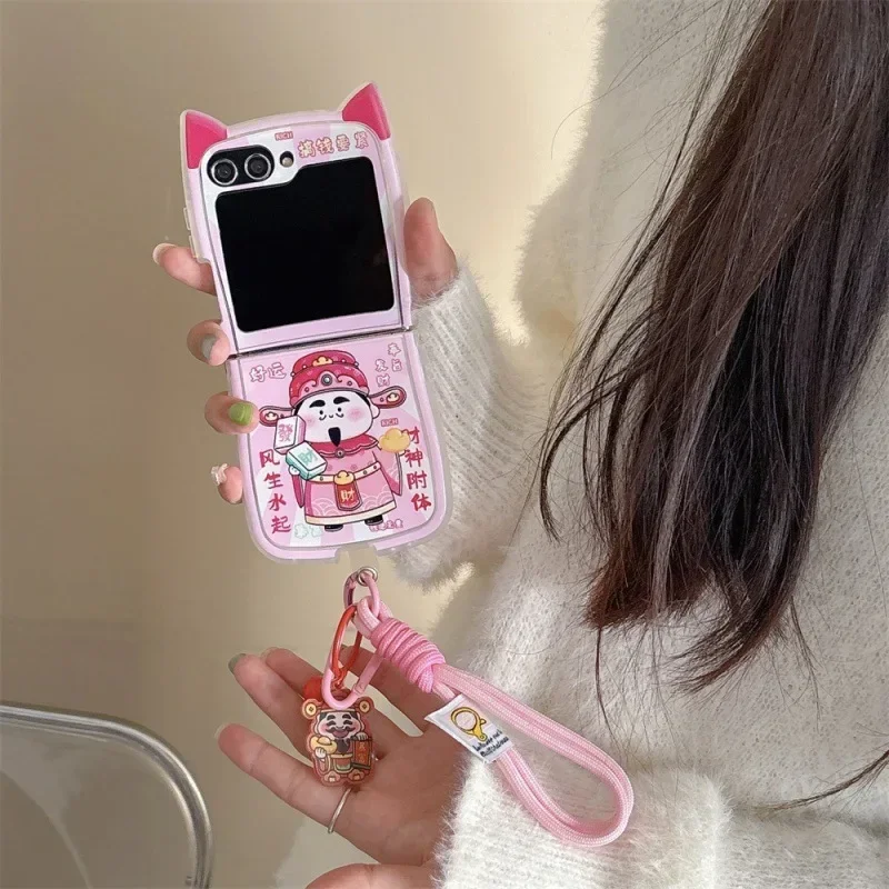 Funda de teléfono God of Wealth para Samsung Galaxy Z Flip 6 5 4 3 funda protectora trasera para ZFlip4 ZFlip5 ZFlip6