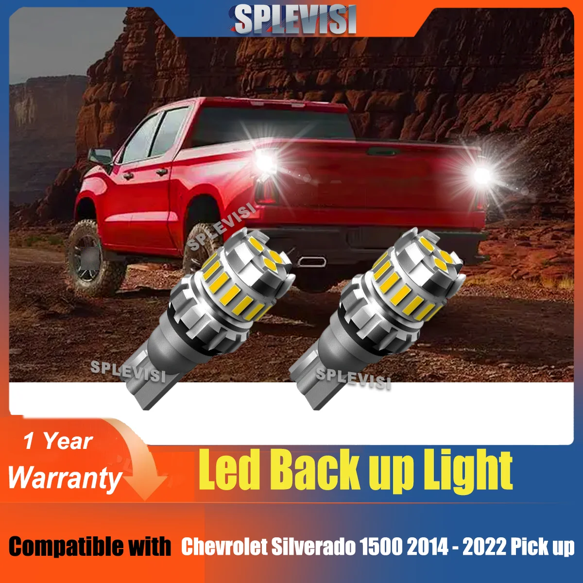 

T15 W16W Aluminium LED Backup Reversing Lights For Chevrolet Silverado 1500 2014 2015 2016 2017 2018 2019 2020 2021 2022 Pick up