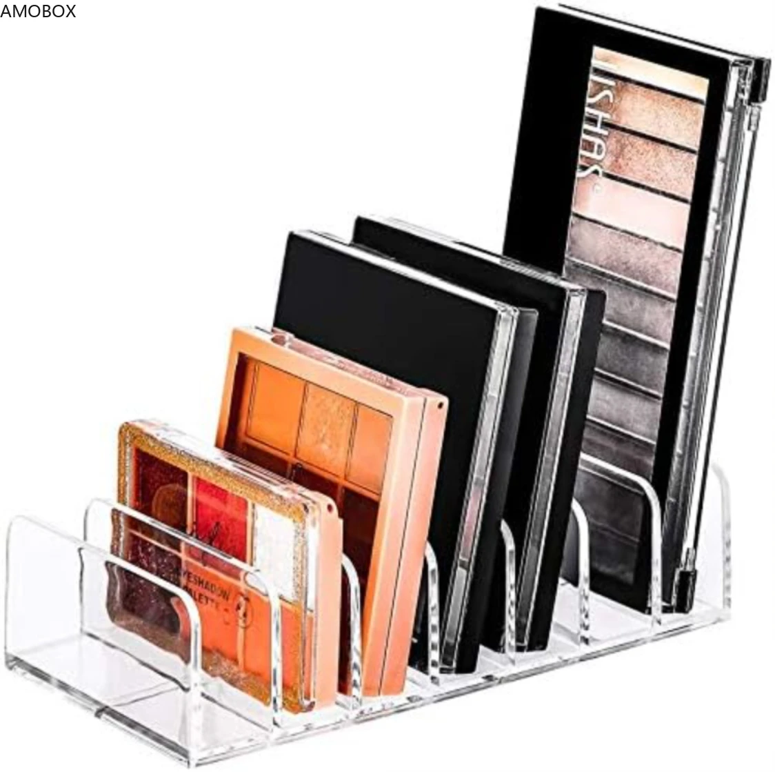 AMOBOX-Acrylic Eyeshadow Palette,Makeup Organizer,Transparent Makeup Powder Box, Cosmetic Blush Storage Shelf, Desktop Partition