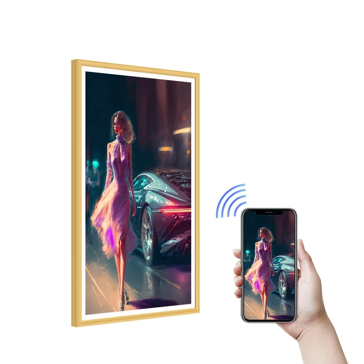 Cheapest Nft Display 55 Inch Anti-Glare NFT APP Supports Encrypted Storage Wooden Nft Display