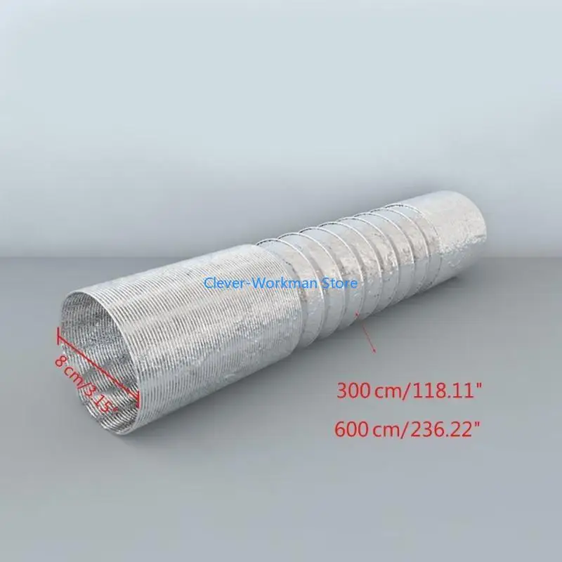 أنبوب تنفيس ألومنيوم قابل للتمدد 24TD قطر داخلي 8 سم، قناة هواء ممتدة 1/3/6M