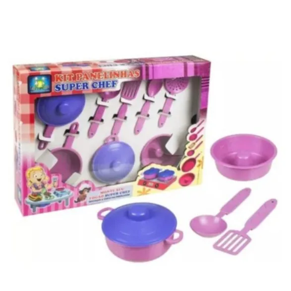 Brinquedo Cozinha Infantil Kit Panelinhas Super Chef with stove Cozinha Diversão 8 pieces + Fogão highlight