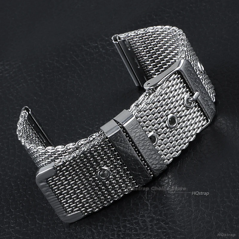 Bracciale milanese in acciaio inossidabile 20 22 24mm per Seiko 1.0mm 0.4mm cinturino in rete per cinturino con fibbia DW per Omega Seamaster