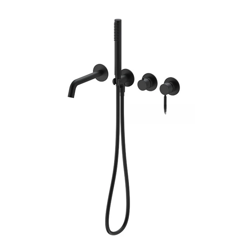 

In-wall bath faucet, brushed, black, chrome, hot and cold, all copper