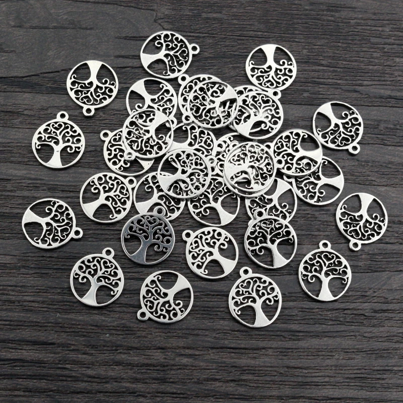 30 sztuk 12x10mm półfabrykaty do wyrobu nie znikną Charms 316 ze stali nierdzewnej drzewo życia Charms wisiorek biżuteria Making akcesoria DIY dla naszyjnik bransoletka