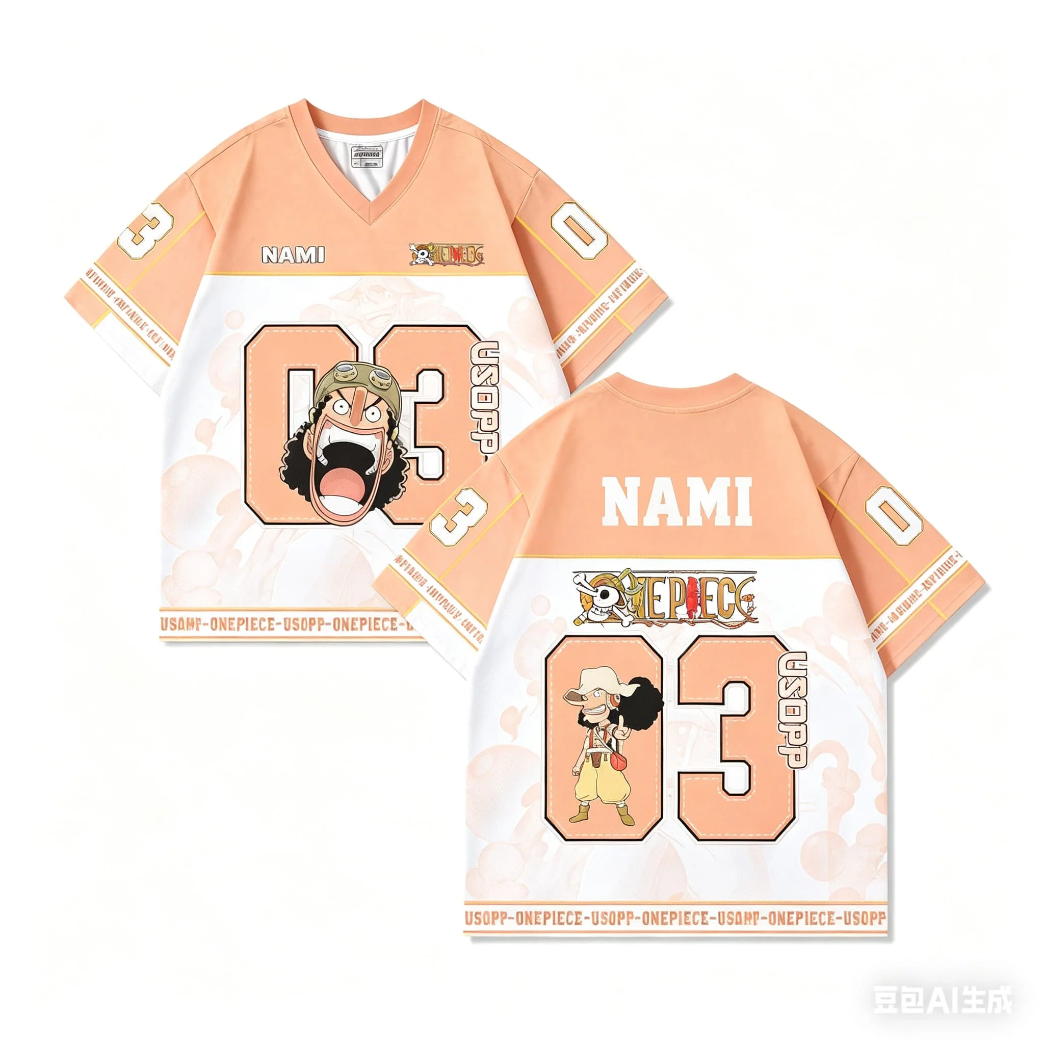 One Piece Usopp 03 V-Neck Baseball Jersey 3D Quick Dry T-Shirt For Men Women Kids Anime Fan Tee Summer outdoor sports streetwear
