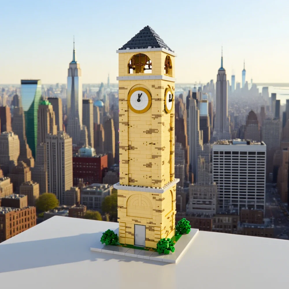 

MOC Tilted Towers Clock Tower Building Blocks Sets Fortnitees Game City Icon Western Town Skyscraper Brick STEM Toys Adult Gift