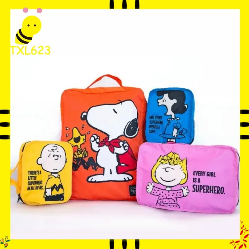 

Anime Snoopy 4-Piece Set Cute Cartoon Travel Storage Bag Portable Suitcase Organizer with Storage Pockets for Home & Garden