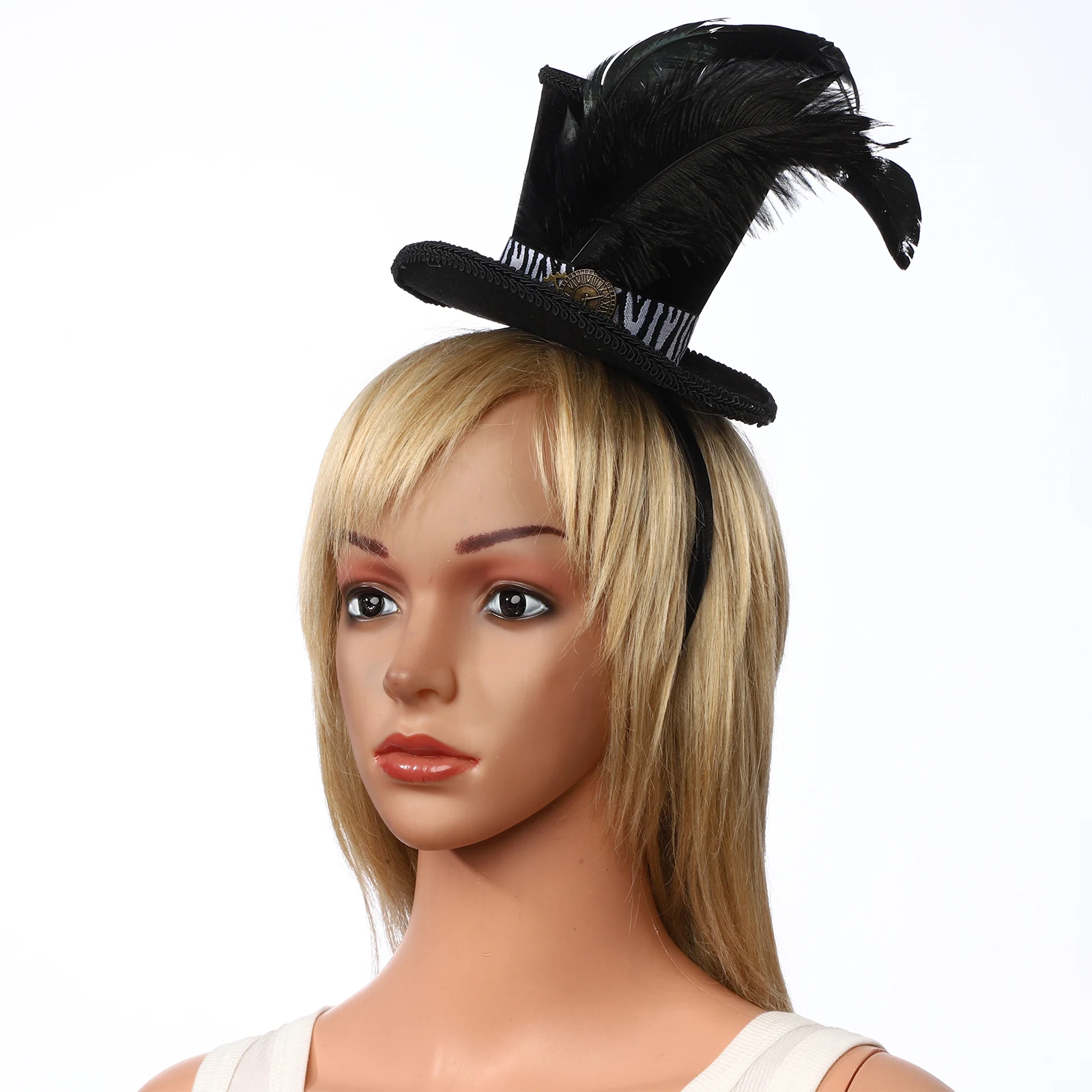 

Unisex Women Men Halloween Retro Feather Headwear Bachelor Party Top Hat Headband Costume for Halloween Themed Party Masquerade