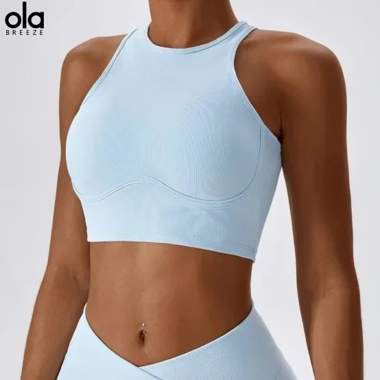 Ola breeze YOGA HOT NEW   Wear High-Intensity Underwear Fitness Anti-Shock Running Sports Bra Ribbed Top Elegant Back Covering
