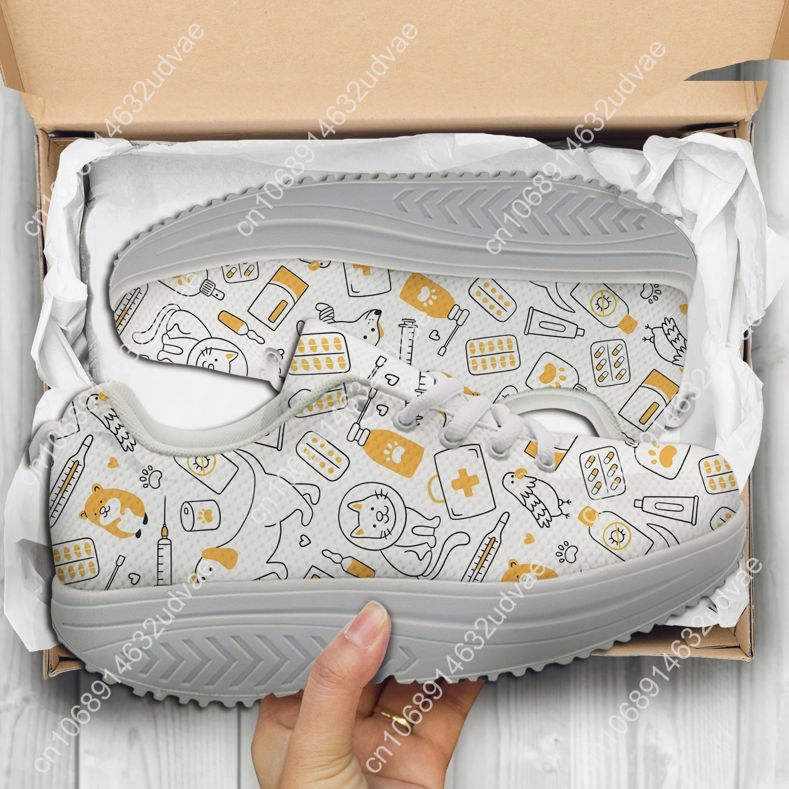 Pet Medical Designer Platform Sneakers For Women Cartoon Animal Medical Shake Shoes Girls Height Increasing Shoes