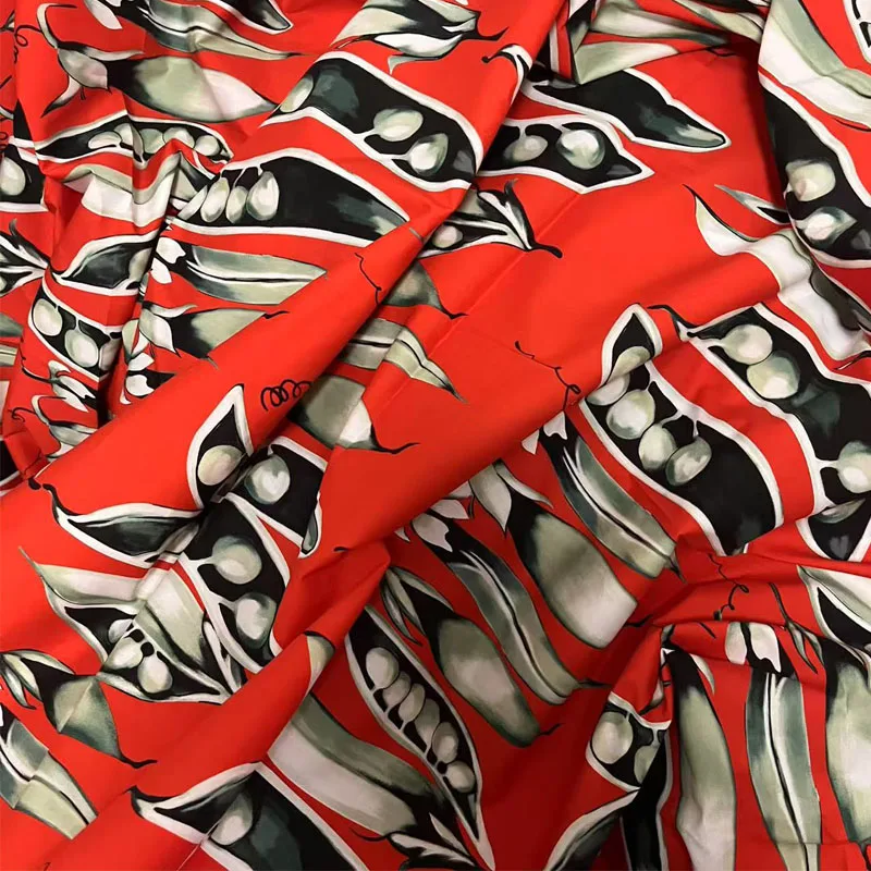 

Поплин с принтом зеленого гороха, хлопковая или атласная ткань для женского летнего платья, блузка, ткань «сделай сам», швейный материал