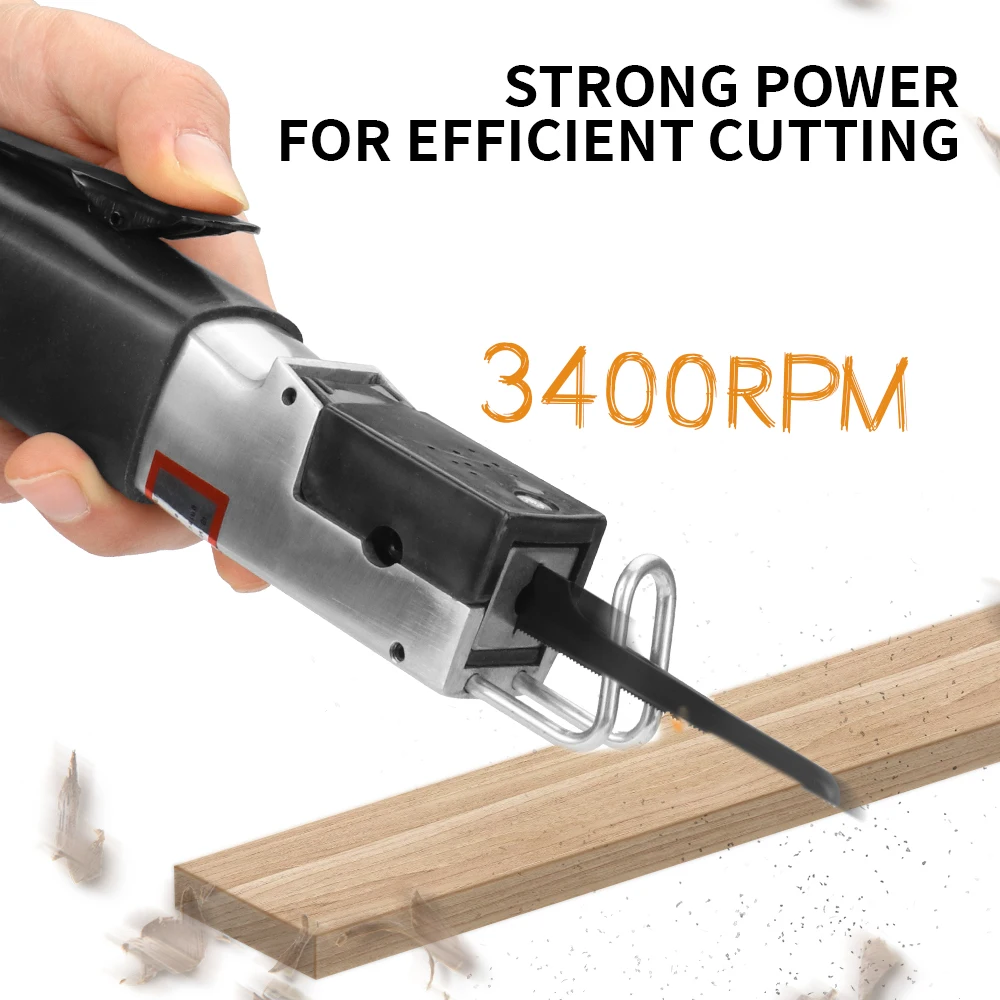 Alloy Pneumatic Reciprocating Saw Handheld Pneumatic Tool for Cutting Metal Wood Plastic, 1/4