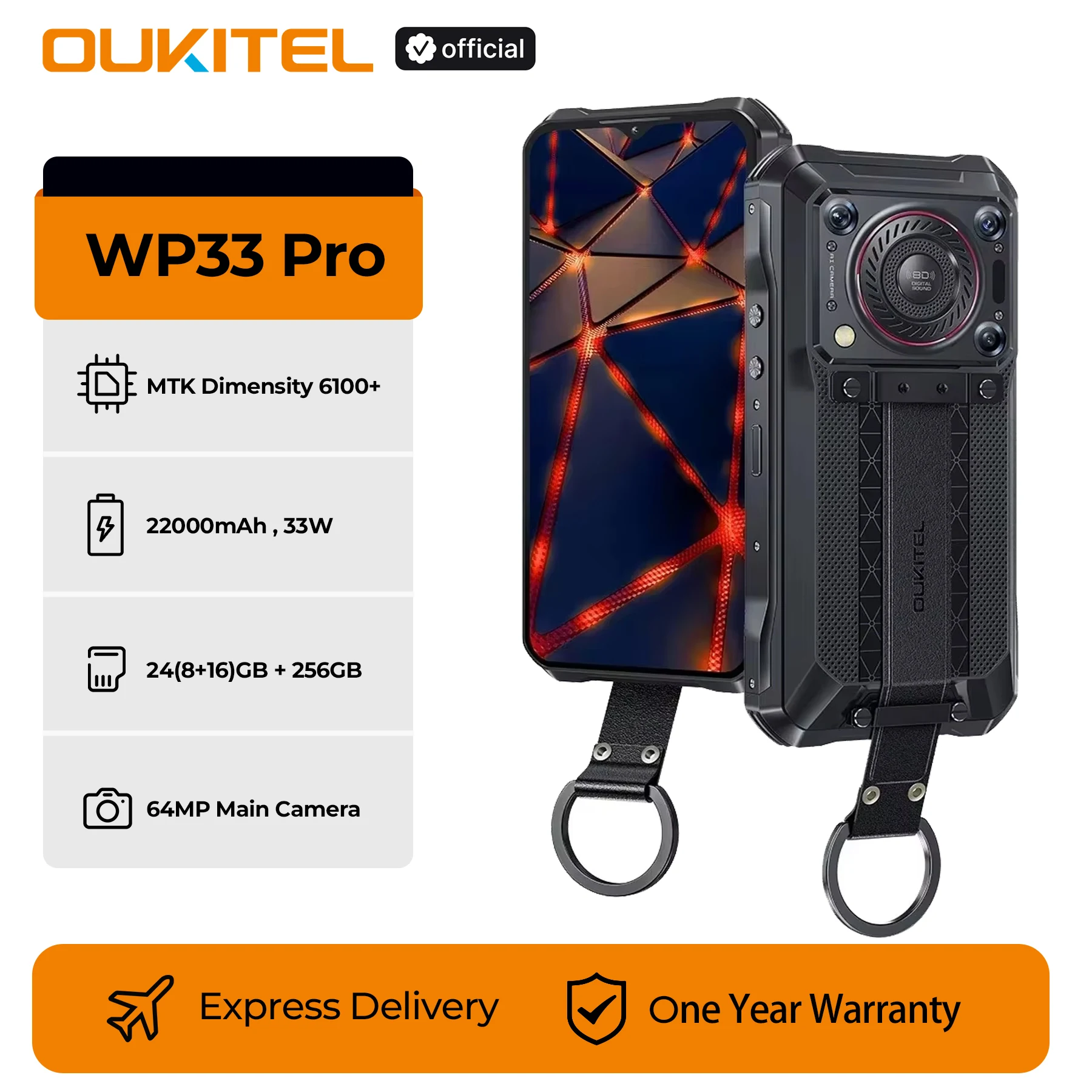 Oukitel WP33 Pro 22000mAh 5G Rugged Smartphone 6.6