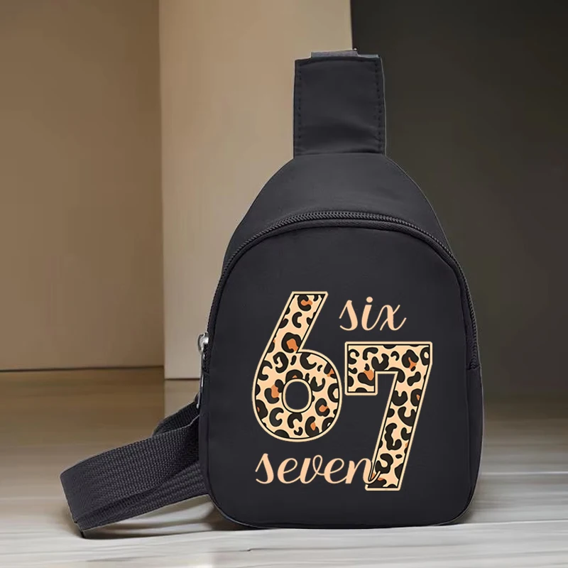 Bolso Bandolera Infantil 67 Six Seven, Mochila Deportiva para Niños Pequeños, Riñonera de Viaje para Niñas, Riñonera Infantil con Estampado de Leopardo 6 7
