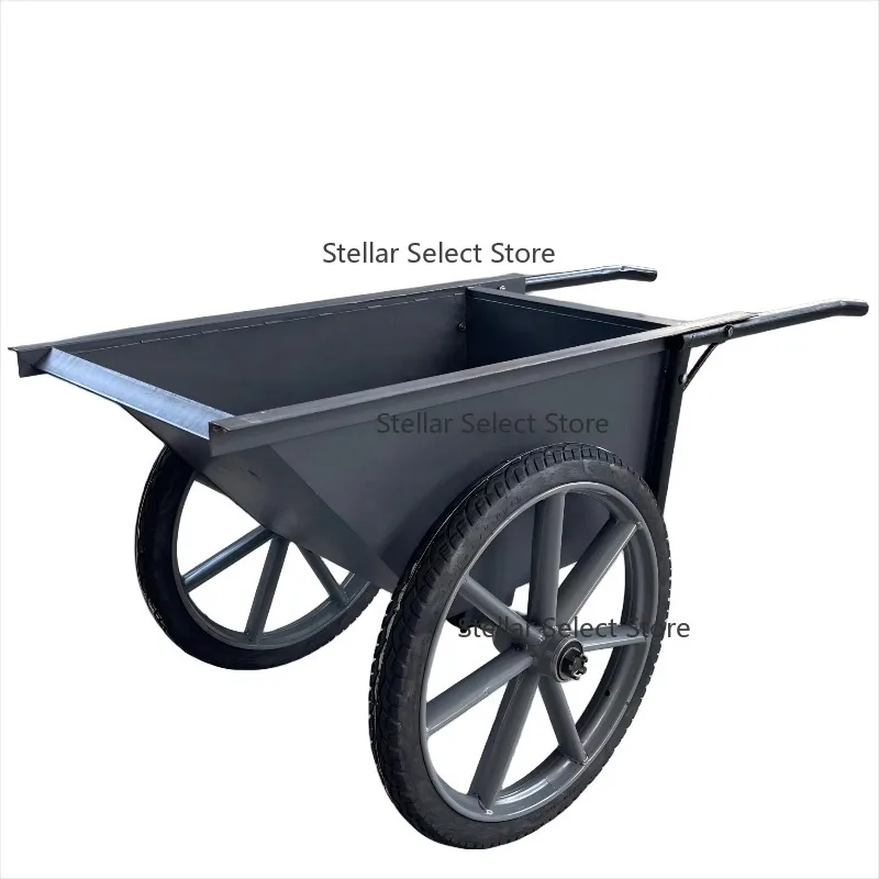 Two-Wheel  Human-Powered Construction Wheelbarrow Blue Bucket Labor Trolley for Building Site Use OEM Storage