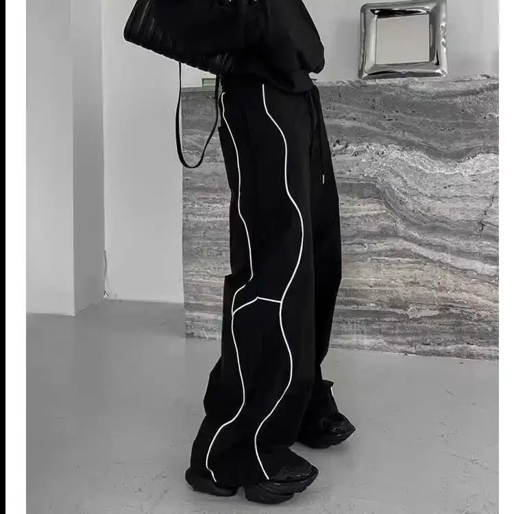Y2K Pants Women Striped Cargo Baggy Pants Spring Summer Trousers Men Hip Pop Dancing Trousers Hipsters Japanese 2000s Style