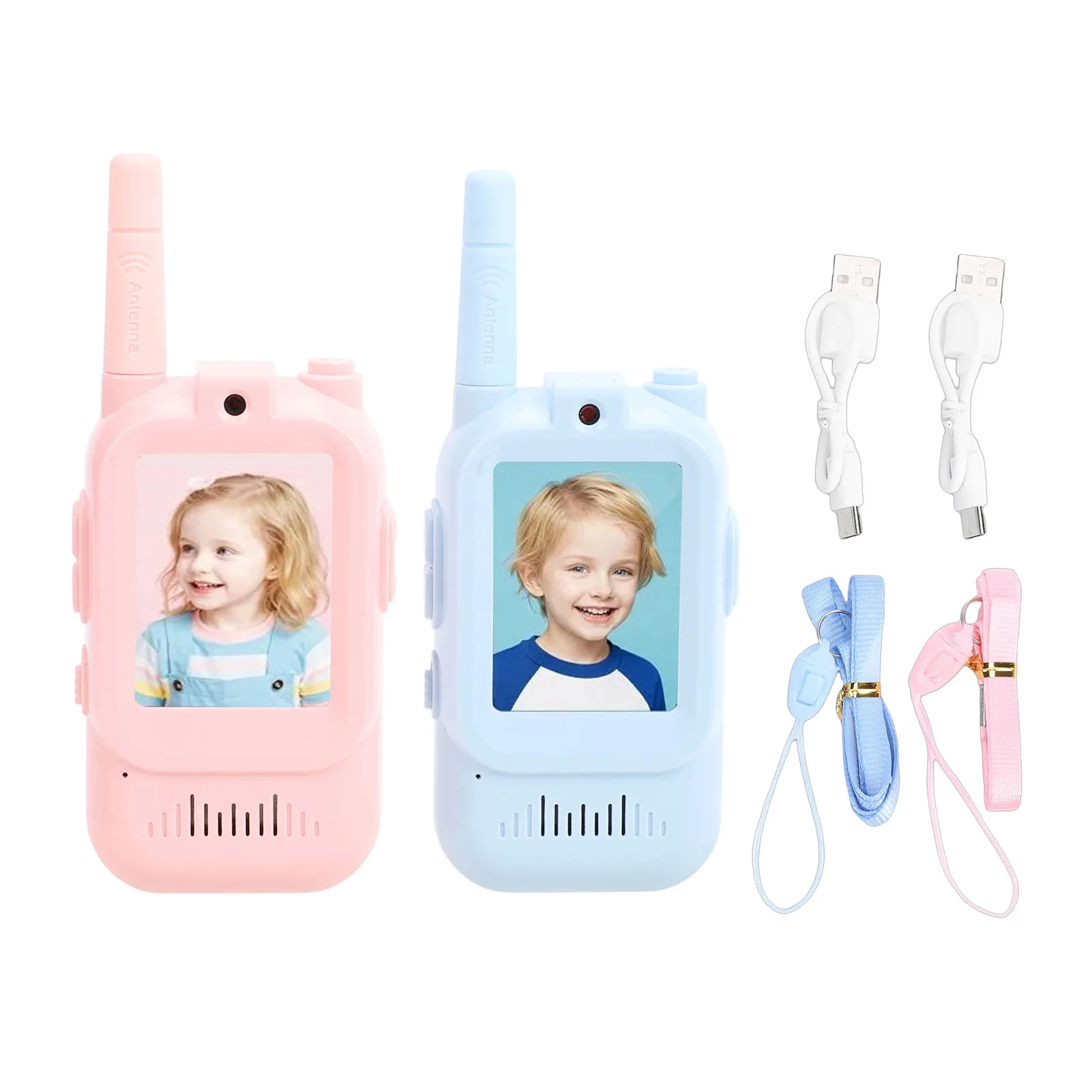 Video 2 Way Radio Long Range 3 Voice Modes 6 Volume Levels Kids Video Intercom Toy for Home Yard Shopping Mall Travel