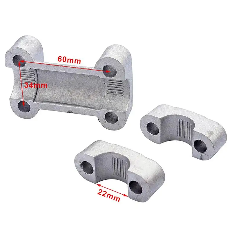 Precision Engineered Motorcycle Handlebar Mount Clamps Aluminum Silver Riser Adapter 7/8 Inch 22mm for Dirt Bike Upgrade - view 3