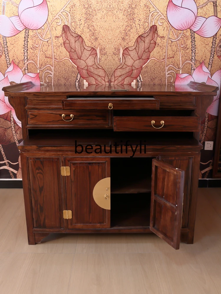 

Solid wood table supply cabinet Chinese antique Buddhist platform household strip case incense case God of Wealth offering table