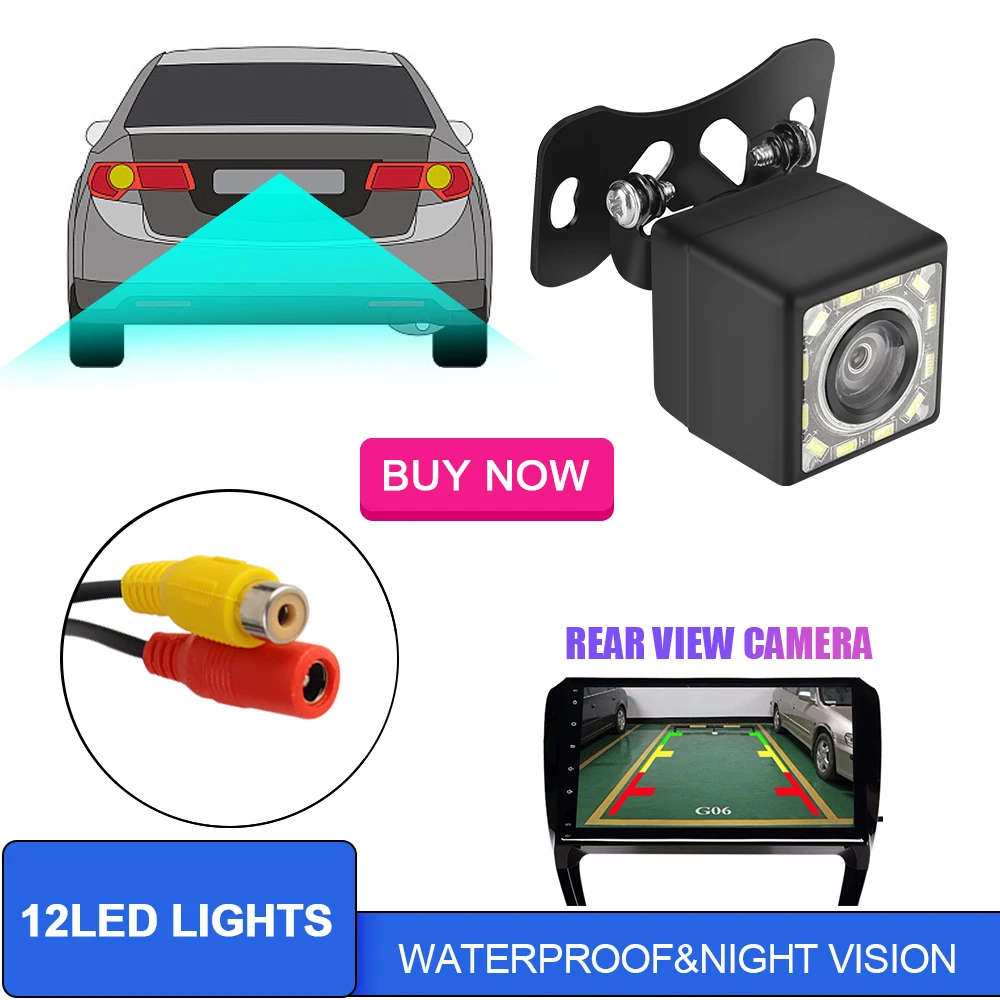 170° Wide Angle LED Night Vision Lens Fisheye Car Rear View Camera Backup Parking Reverse Camera Universal Waterproof