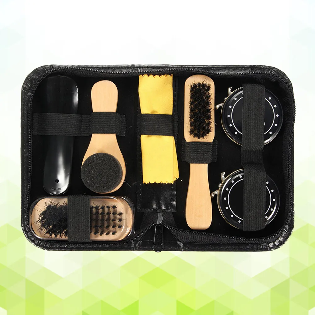 Boot Brush Shoe Care Genuine Pig Bristle Hardwood Handle Easy Grip Buffing Shine Vinyl Polish Cleaner Travel Friendly
