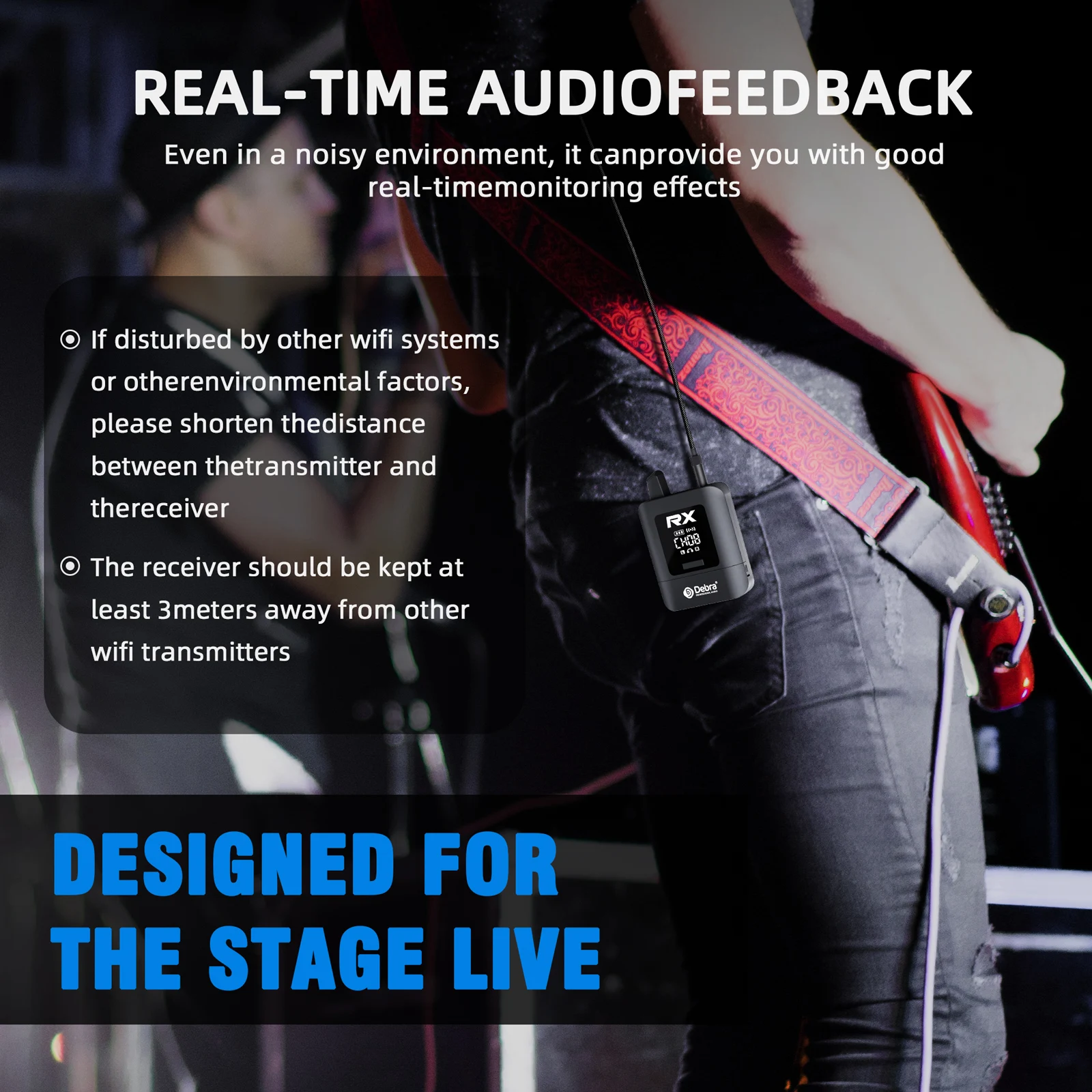 ST-mini 2.4G Wireless In-Ear Monitoring System, Stereo HD Audio, 30-50m Range, 11 Channels, 10H Battery, Type-C Charging, for Li