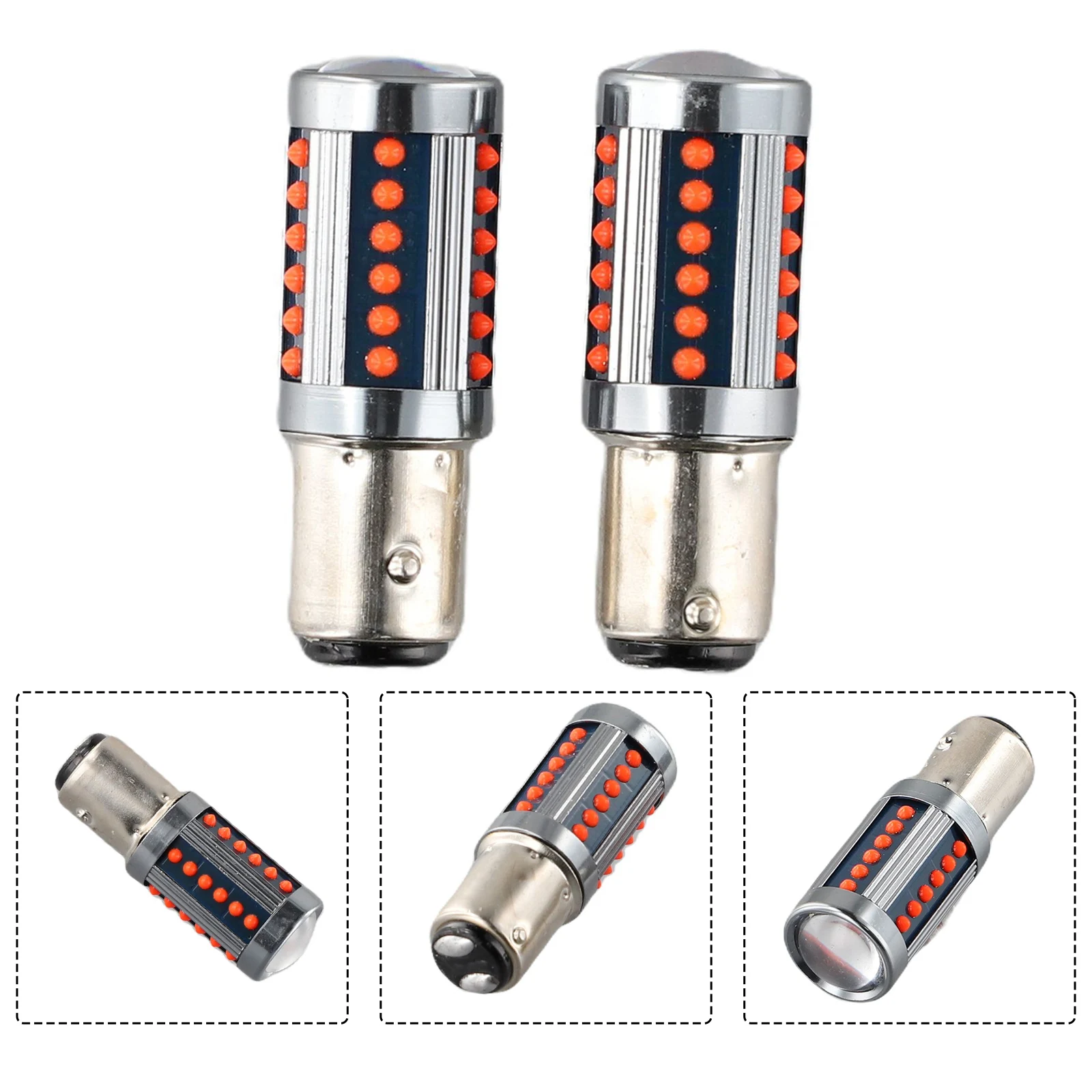 2× 1157 LED Light Bulb Hot Top Accessory High Brightness Red Stop Tail Lamp Aluminum DC/AC 12V-24V Super Bright