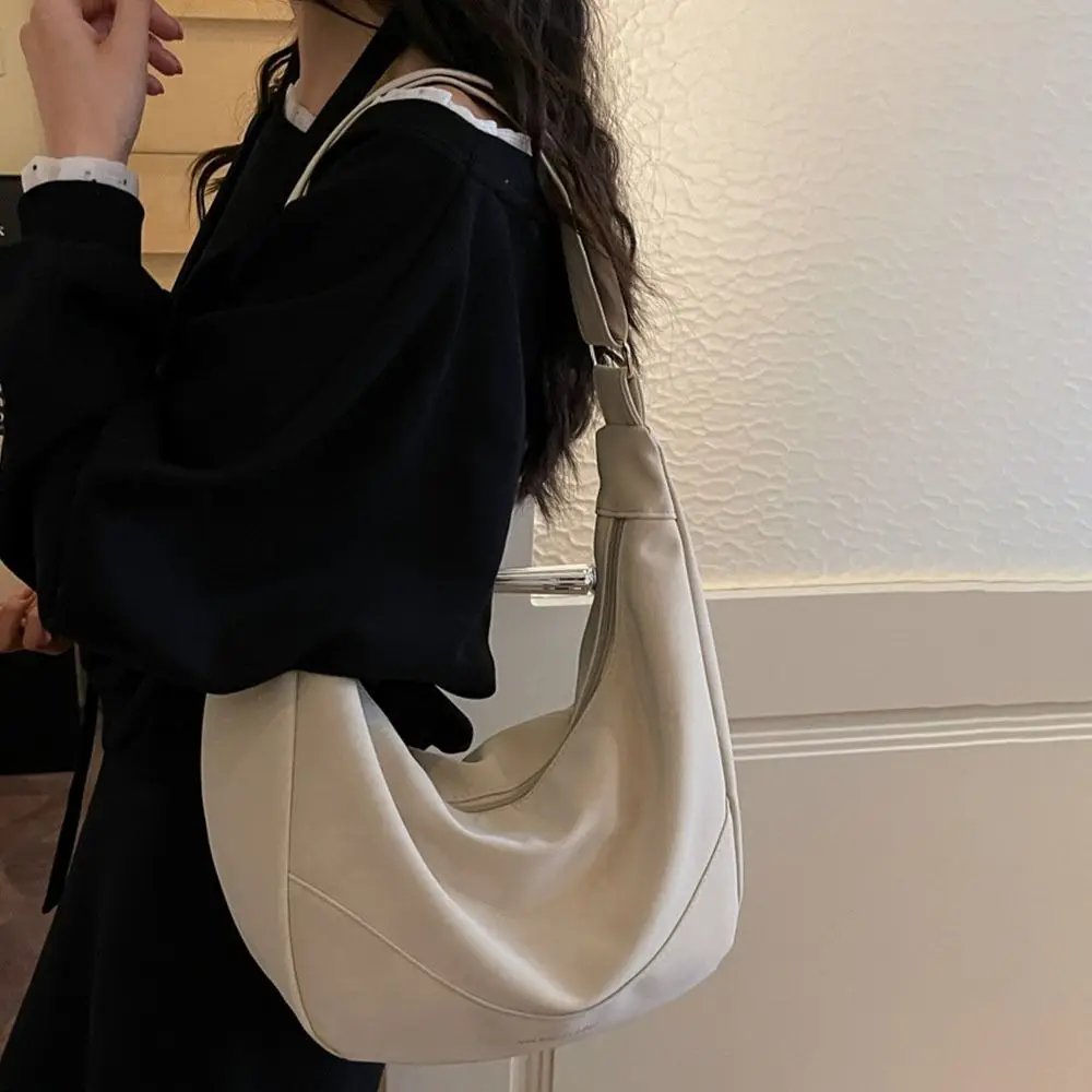 

Fashion Casual PU Leather Shoulder Bag Large Capacity Zipper Commuting Bag Handbags