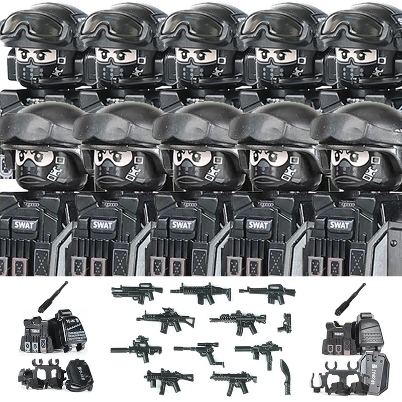 

City Police Commando Special Forces China SWAT Building Block Military Army Soldier Commando Assault Figure Weapons Toy For Kids
