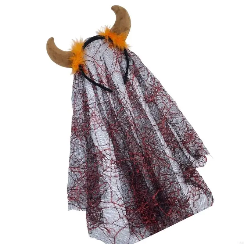 Dark Series Devil Horn Adult Tulle Hairhoop Halloween Costume Hairband F3MD