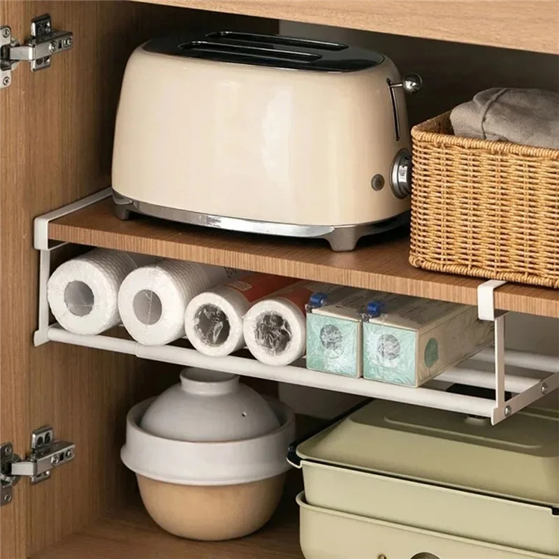 Abdj-armário de sapatos rack de armazenamento ajustável economia de espaço sob-estante titular com cesta de suspensão para organizadores de casa