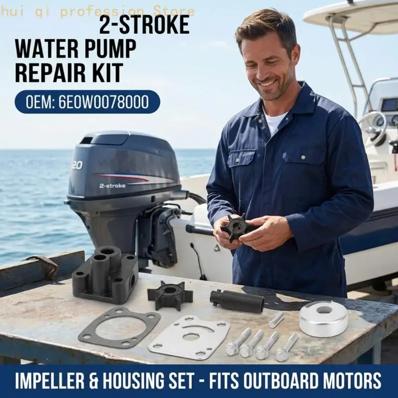 Marine-Wasserpumpen-Service-Kit mit Laufrad-Verschleißplatte, Dichtung, Gehäuseteilen für kleine 4A 4HP 5C – Detail 7