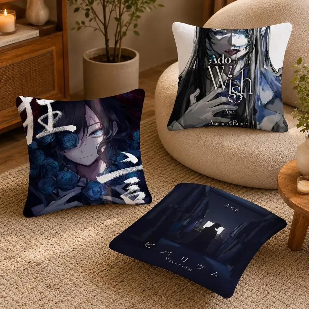 Ado Japanese Singer Cushion Cover Soft Short Plush Pillow Case Double Sided Print Washable Sofa Bed Home Decor Gift