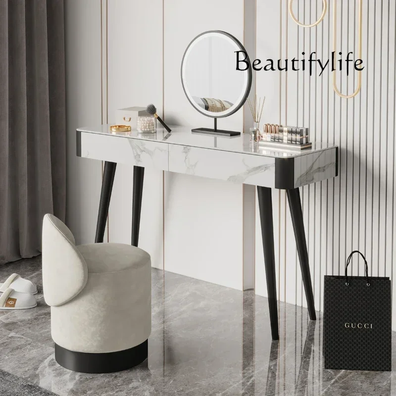 

Light luxury rock slab dresser bedroom modern simple dressing table premium with mirror dressing table and chairs