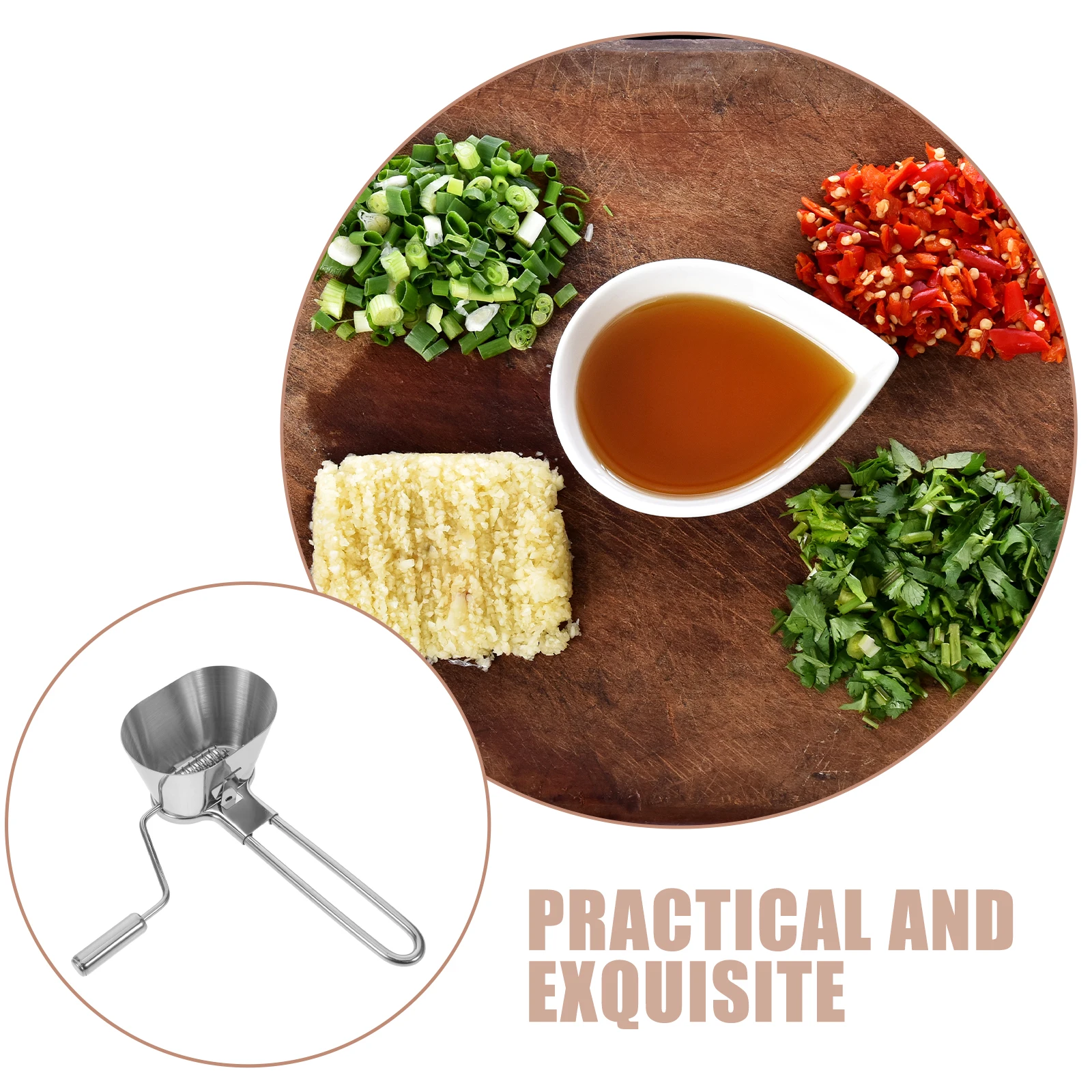 

Stainless Steel Kitchen Food Chopper Hand Crank Mini Vegetable Cutter Manual Herb Shredder Portable Roller Mincer Fresh Parsley