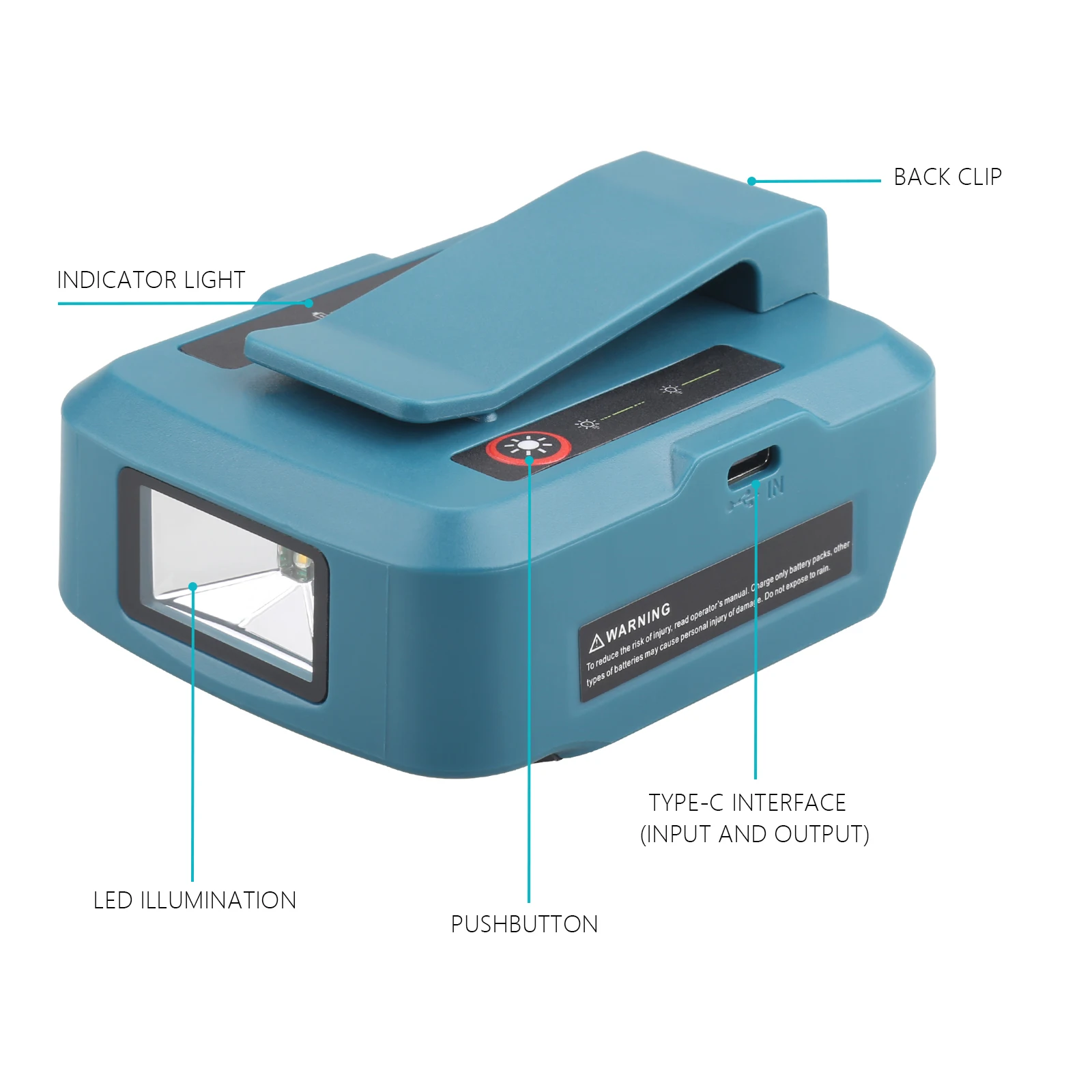 For Makita18V BL1815 BL1830 BL1860 BL1850 PD30W Battery Charger with LED light lamp Type-C Input/output fast charging