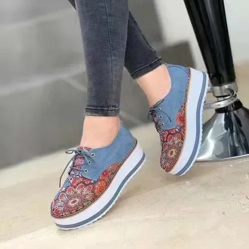 

Shoes Women 2022 Fashion Plus Size Flats Women Round Toe Platform Shoes Woman Casual Lace Up Loafers Zapatos Para Mujer