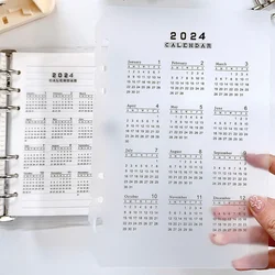 2024 Year Monthly Calendar Transparent Dividers Bookmark Notebook Agenda Notes Planner Loose-leaf Dividers