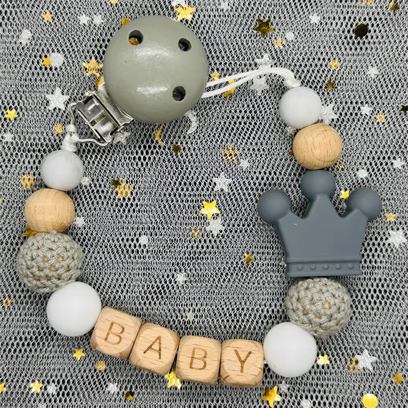 Custom Name Baby Pacifier Chain Clip Dummy Nipples Holder Clip BPA Free Babies Teething Chain Toy Gift For Cute Baby Accessories